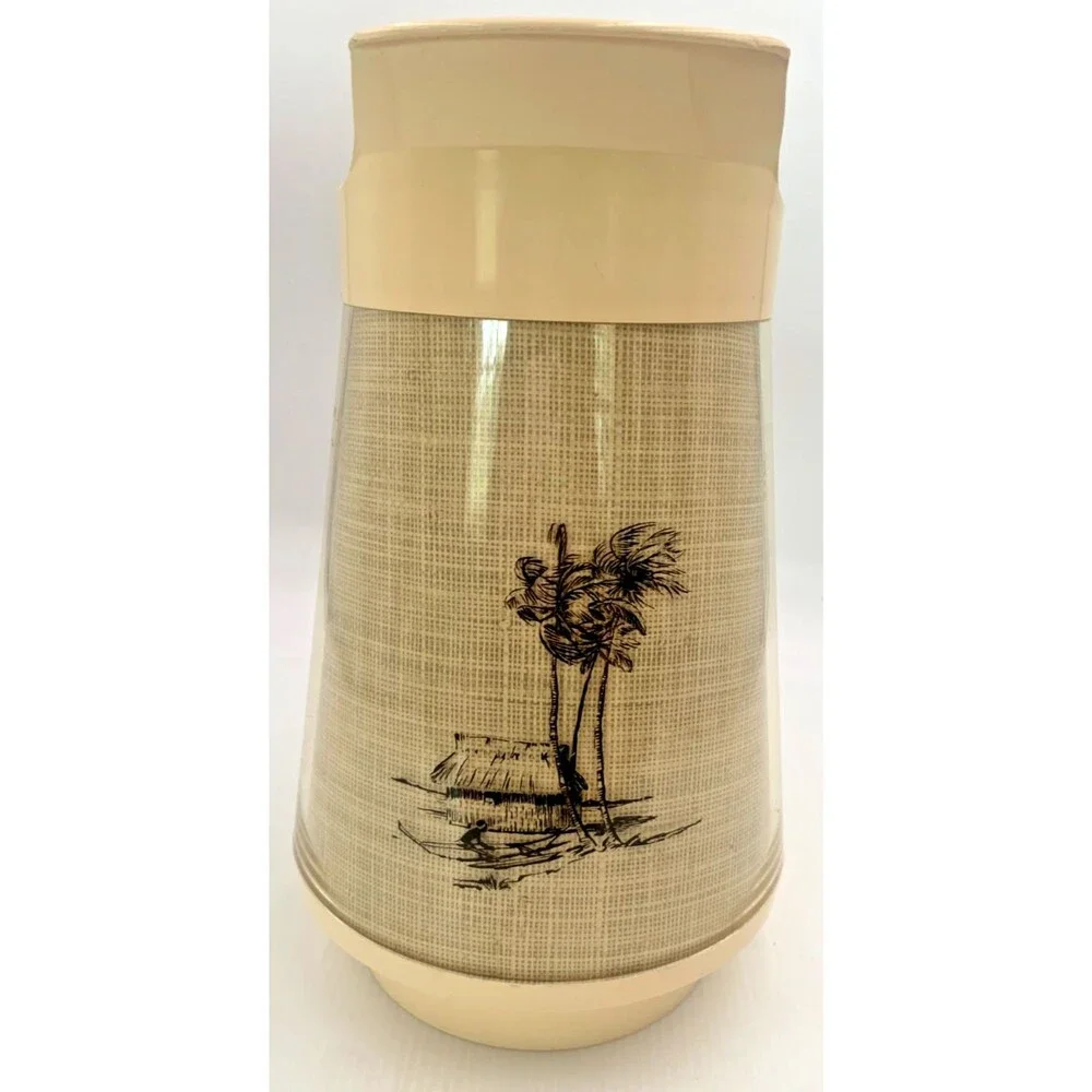 Vintage Thermo-Serv Insulated Pitcher Palm Tree Beach Tropical MCM Retro Tiki